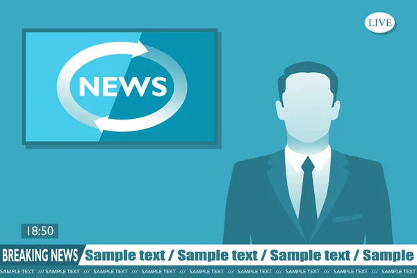 Ancla Las Noticias Televisión Ilustración Vectorial Breaking News Medios Comunicación — Vector de stock