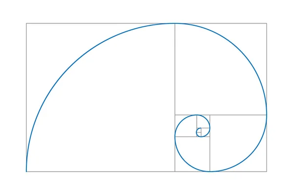 Gyllene Snittet Fibonacci Nummer Geometriska Former Logotyp Vektor Ikonen Abstrakta — Stock vektor