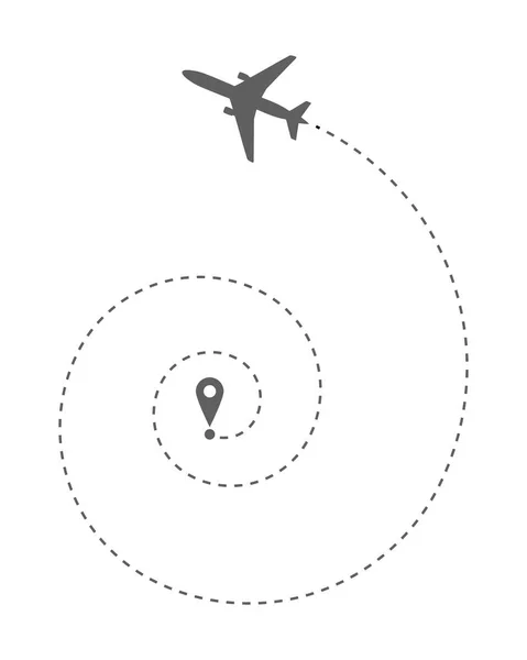 Samolot Trasy Kształt Linii Kropkowanej Streszczenie Szary Samolot Startu Białym — Wektor stockowy
