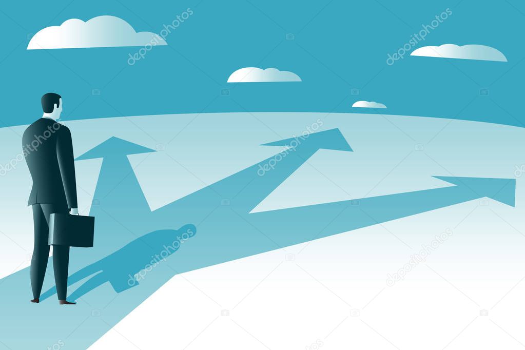 Choose a way of doing business. Problem solving, the way to success. Business success concept. Vector illustration.