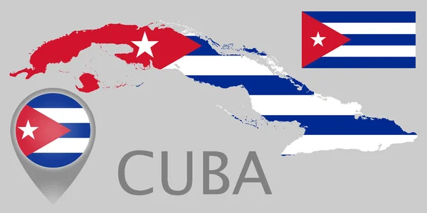 Färgglada Flagga Mappa Pekaren Och Karta Kuba Färgerna Den Kubanska — Stock vektor