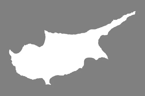Gri Arka Plan Beyaz Boş Kıbrıs Haritada Izole Düz Vektör — Stok Vektör