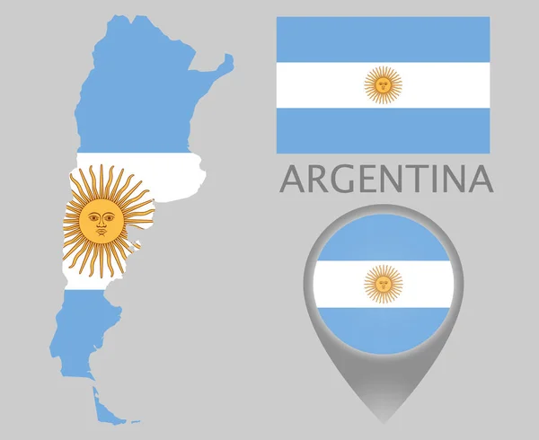 Kolorowe Flagę Mapa Wskaźnik Mapa Argentyny Kolorach Flagi Argentyński Wysokiej — Wektor stockowy