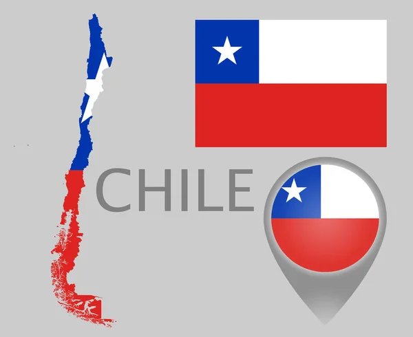 Bandera Colorida Puntero Mapa Mapa Del Chile Los Colores Bandera — Archivo Imágenes Vectoriales