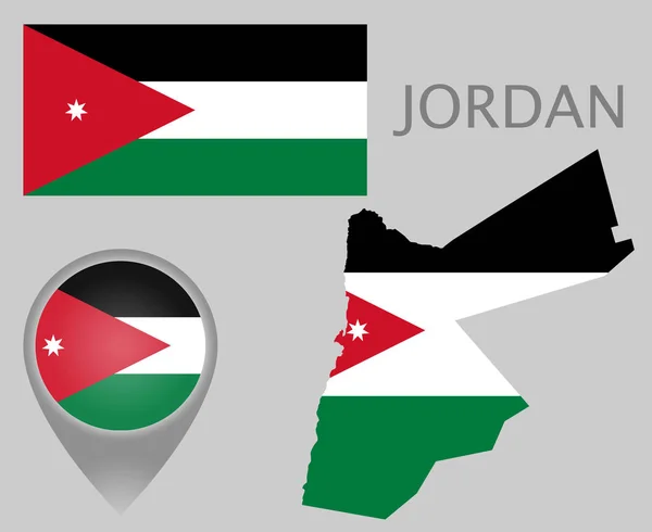 Bandera Colorida Puntero Mapa Mapa Jordania Los Colores Bandera Jordana — Vector de stock