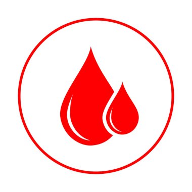 Donör kan simgesi. Kırmızı kan sembolü çevresi bırakır. Web tasarımı için düz vektör çizim