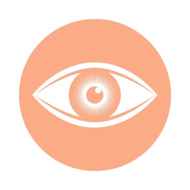 İşareti insan gözü. Simge göz beyaz arka plan üzerinde izole gül daire içinde. Vektör çizim 