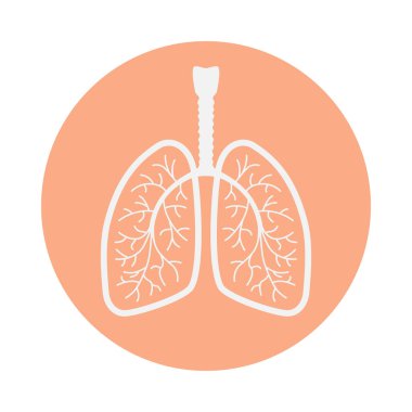 İnsan akciğerleri imzala. Gül Daire beyaz arka plan üzerinde izole akciğerlerde simgesi. Vektör çizim 