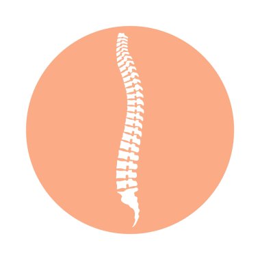 Sign human spine. Icon spinal column in rose circle isolated on white background. Vector illustration  clipart