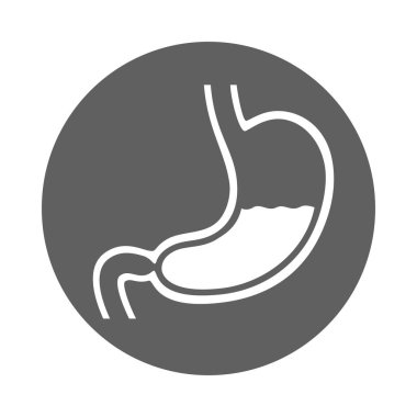 Mide imzala. Simge insan mide beyaz arka plan üzerinde izole bir dairede. Soyut sembolü mide. Vektör çizim 