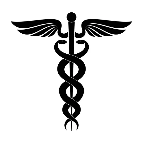Caduceus의 부호입니다 의학의 상징입니다 날개와 헤르메스의 지팡이 아이콘은 배경에 고립입니다 — 스톡 벡터