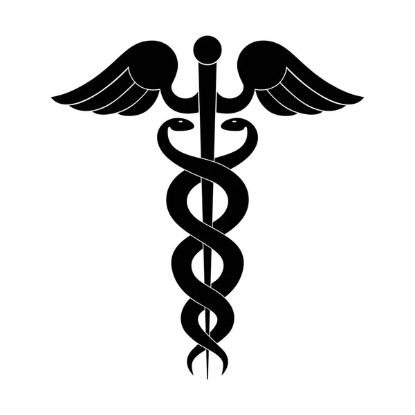 Nowoczesny Znak Kaduceusz Symbol Medycyny Różdżka Hermes Skrzydłami Dwa Skrzyżowane — Wektor stockowy