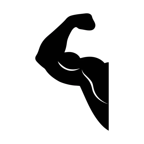 Teken Biceps Aan Kant Biceps Zwarte Pictogram Geïsoleerd Een Witte — Stockvector