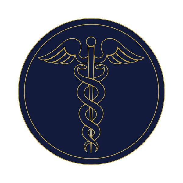 Signo Moderno Del Caduceo Símbolo Medicina Varita Hermes Con Alas — Vector de stock