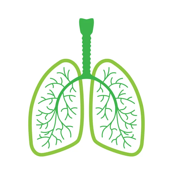 Pulmones Icono Verde Aislados Sobre Fondo Blanco Símbolo Pulmones Humanos — Archivo Imágenes Vectoriales