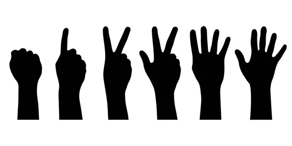Mãos Ícones Com Contagem Dedos Símbolos Gesto Mão Contando Dobrando —  Vetores de Stock