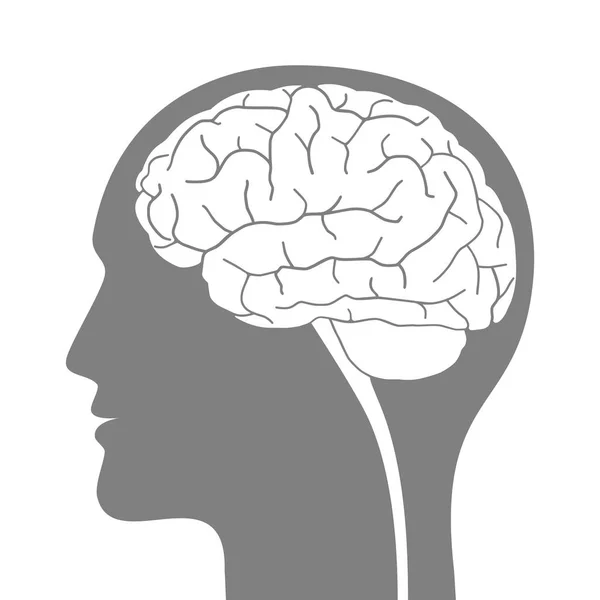 Silhouette Mann Mit Gehirn Icon Profil Mann Mit Gehirn Zeichen — Stockvektor