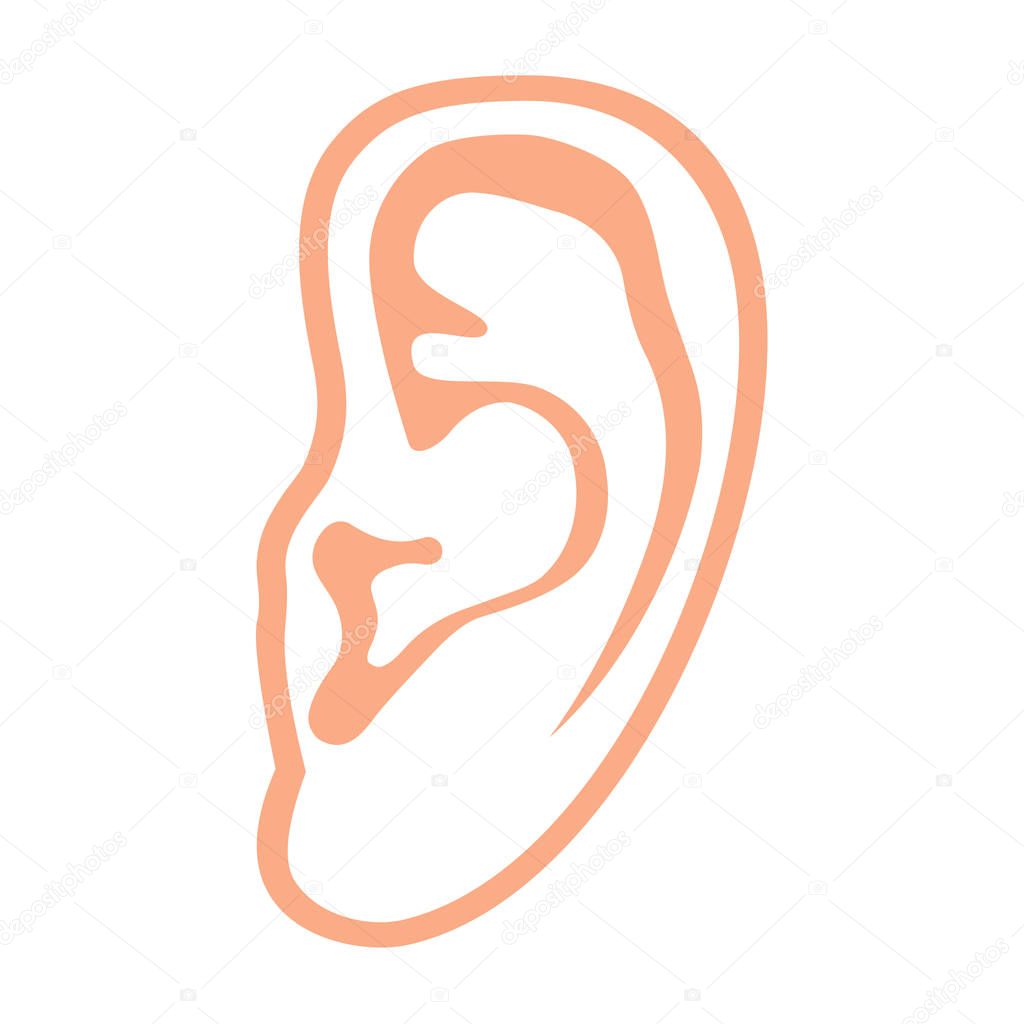 Human ear sign. Icon ear isolated on white background. Human ear symbol. Stock vector illustration.