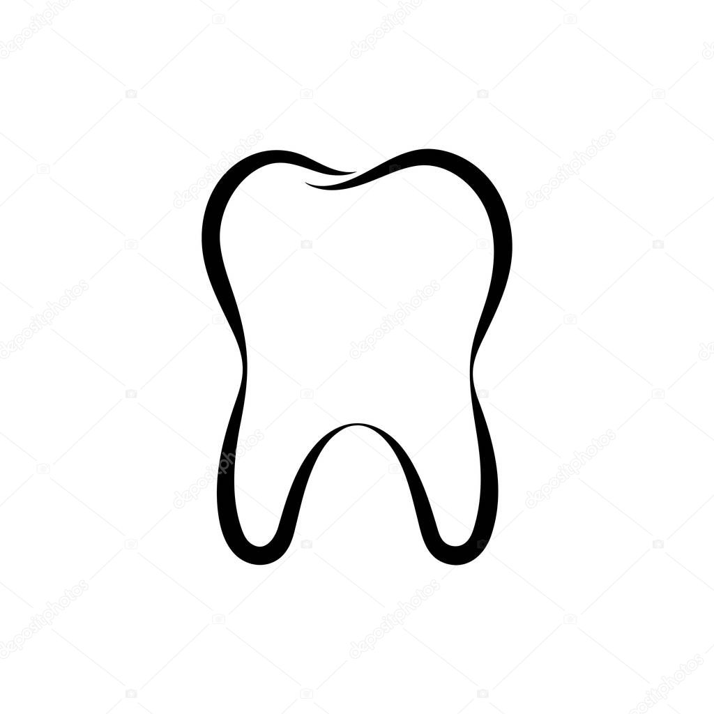 Outline tooth icon. Symbol tooth isolated on white background. Logo dental. Dental care design template. Vector illustration