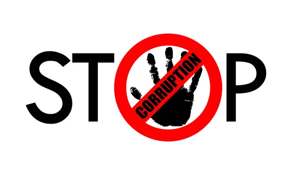 Símbolo Signo Detener Corrupción Sello Rojo Con Texto Detener Corrupción — Vector de stock
