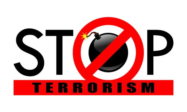 Símbolo Signo Detener Terrorismo Bomba Señal Prohibición Roja Línea Roja — Vector de stock