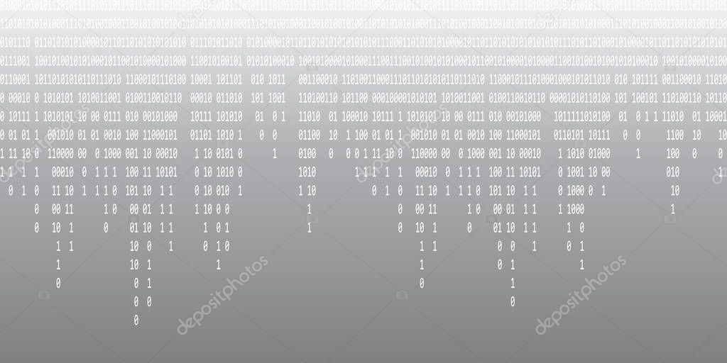Binary code background. Streaming binary code background. Digital technology wallpaper. Cyber data, decryption and encryption. Hacker background concept. Vector illustration