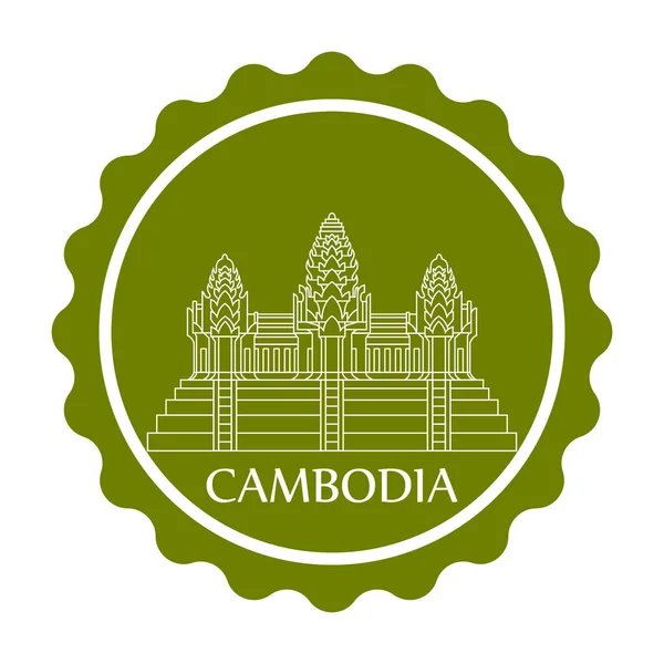 Symbol Sign Cambodia Stamp Isolated White Background Vector Illustration — Stock Vector