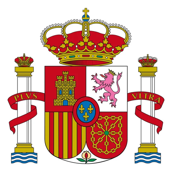 西班牙的准确的徽章 在白色背景查出的五颜六色的标志 西班牙国旗和徽章 详细的标志向量例证 — 图库矢量图片