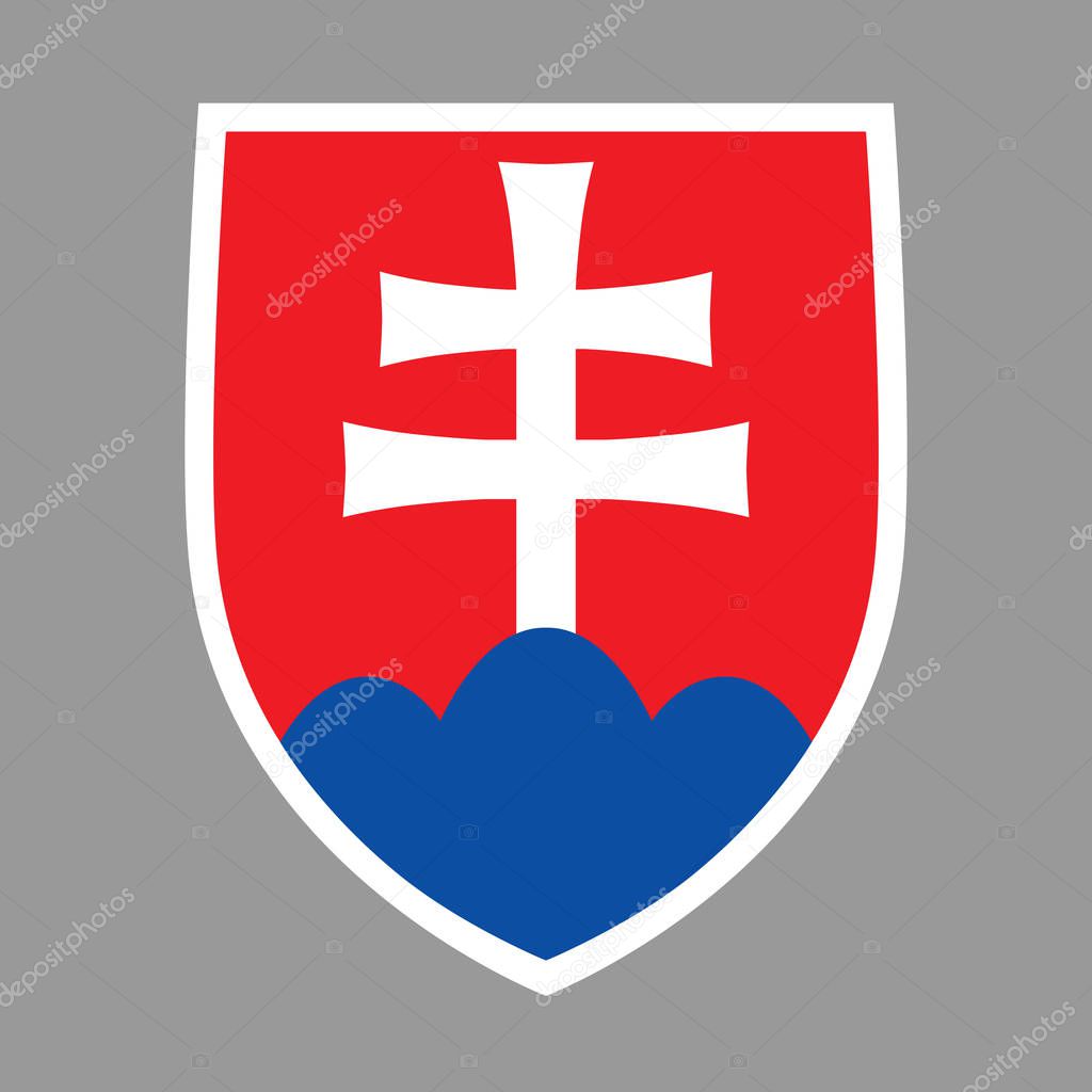 Coat of arms Slovakia. Isolated symbol on gray background. Sign vector illustration