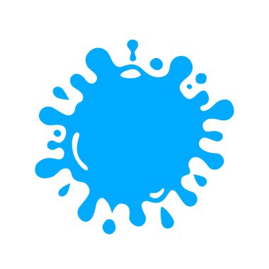 Boya sıçrama. İzole mavi mürekkep beyaz arka plan üzerinde sıçramak. Tasarım için soyut öğe. Vektör çizim