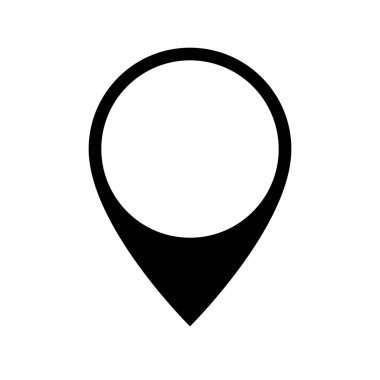 Harita üzerinde işaretçi simgesi. Navigasyon harita üzerinde oturum açın. Beyaz arka plan izole siyah sembolü. Vektör çizim