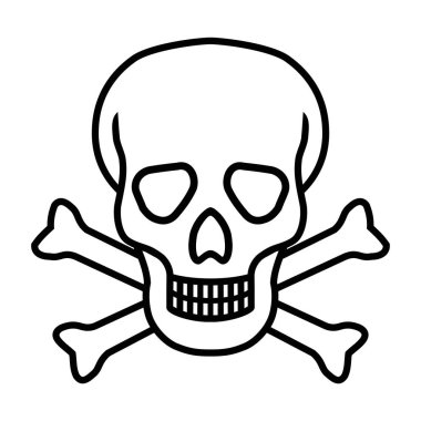 Ölümlü sembolü kafatası ve kemikler beyaz arka plan üzerinde izole. Soyut işareti illüstrasyon vektör 