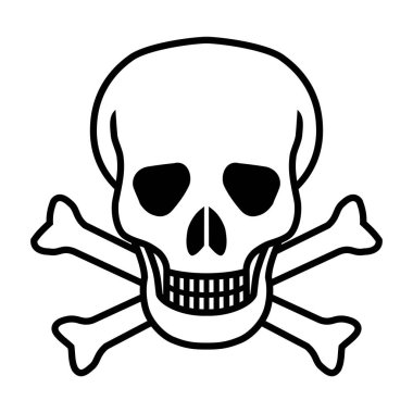 Ölümlü sembolü kafatası ve kemikler beyaz arka plan üzerinde izole. Soyut işareti illüstrasyon vektör 