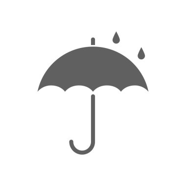 Şemsiye simgesi. Grafik işareti şemsiye. Beyaz arka plan üzerinde izole gri sembolü şemsiye. Hisse senedi vektör çizim