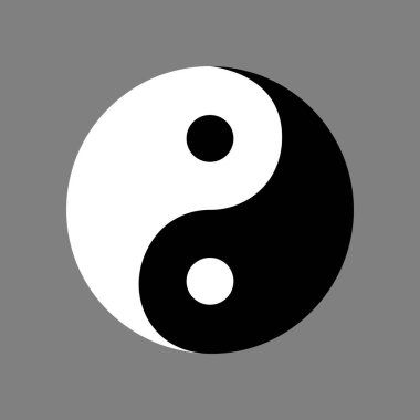 Gündüz ve gece olarak yin yang sembolü. Soyut işareti illüstrasyon vektör