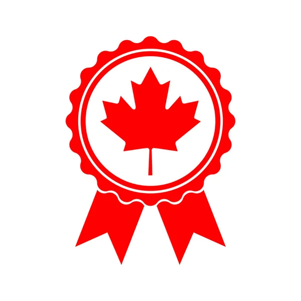 Pictogram Maple Leaf Medaille Maple Leaf Vectorillustratie Canada Symbool Rood — Stockvector