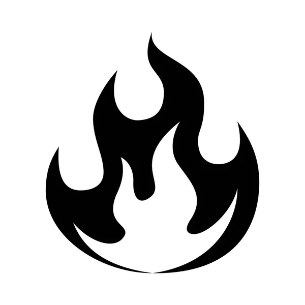 Fire Flame Symbol Black Icon Isolated White Background Fire Flame — Stock Vector