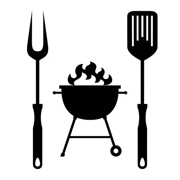 Bbq Grill Tools Icon Flat Design Sign Barbecue Tools Grill — Stock Vector