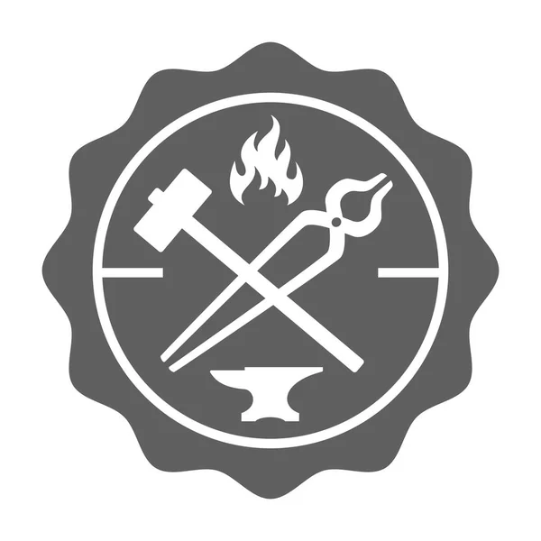 Σιδεράς Σφραγίδα Στυλ Ρετρό Λογότυπο Σφυρηλατήσει Σχεδιασμό Σφυρηλάτηση Εργαλεία Συμπεριλαμβανομένης — Διανυσματικό Αρχείο