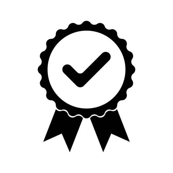 Icona Nera Approvata Medaglia Certificata Isolato Sfondo Bianco Illustrazione Vettoriale — Vettoriale Stock