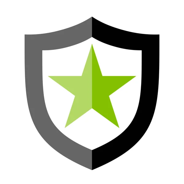 Icono Protección Firma Escudo Con Estrella Concepto Seguridad Símbolo Plano — Vector de stock