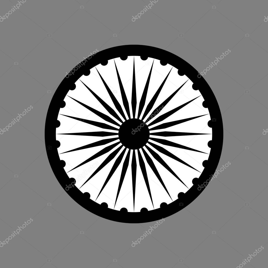 Ashoka Chakra wheel icon, vector design element. Wheel of the Buddhist Dharma, religious symbol. Isolated vector illustration
