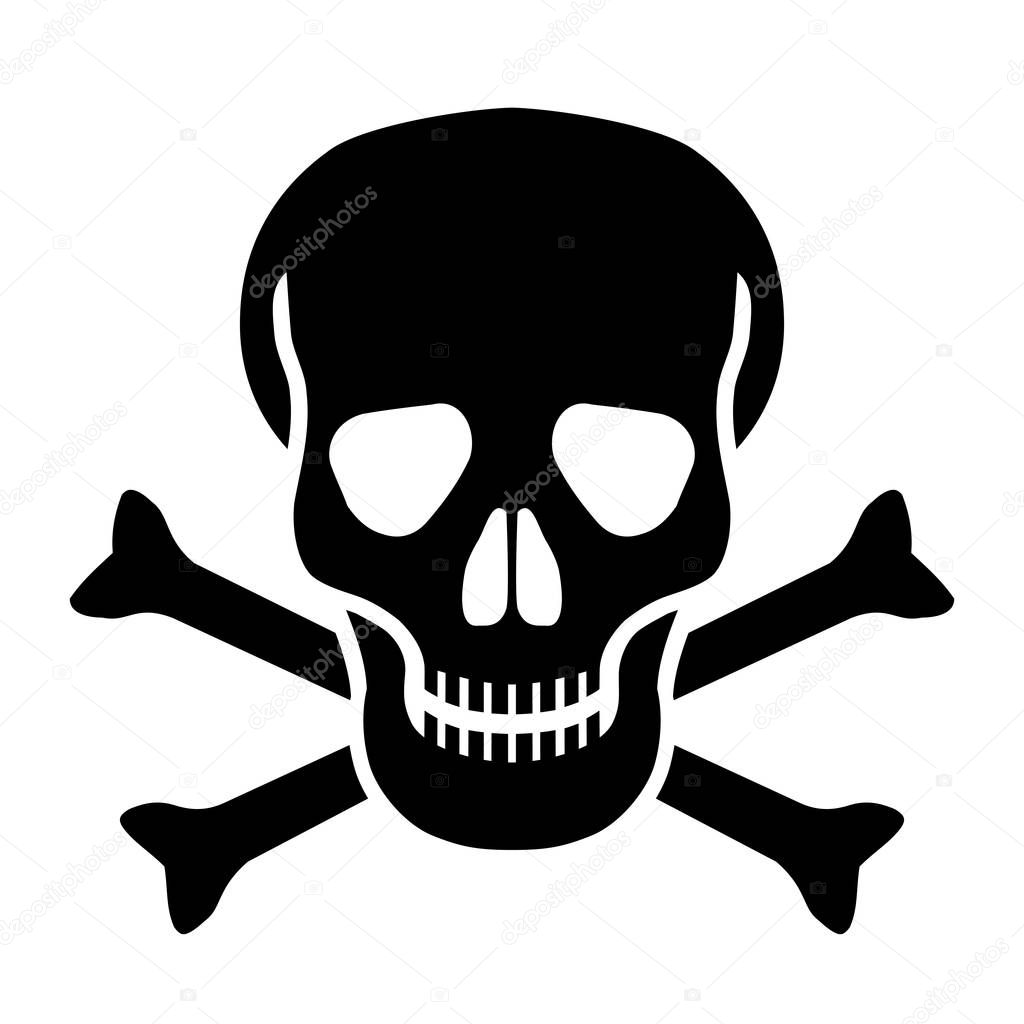Mortal Symbol Skull Bones Isolated White Background Abstract Sign Vector — Stock Vector