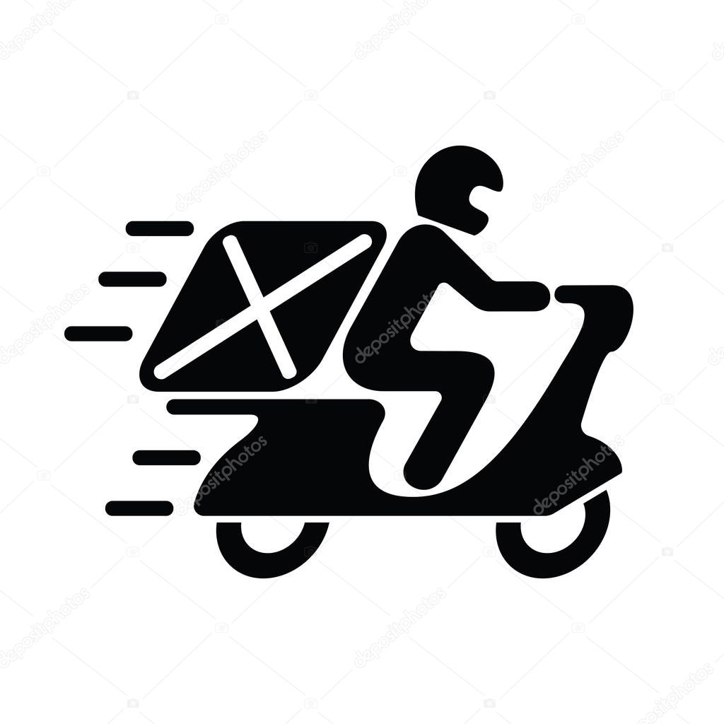 Shipping fast delivery man ridding motorcycle icon symbol, Pictogram flat design for apps and websites, Isolated on white background, Vector illustration
