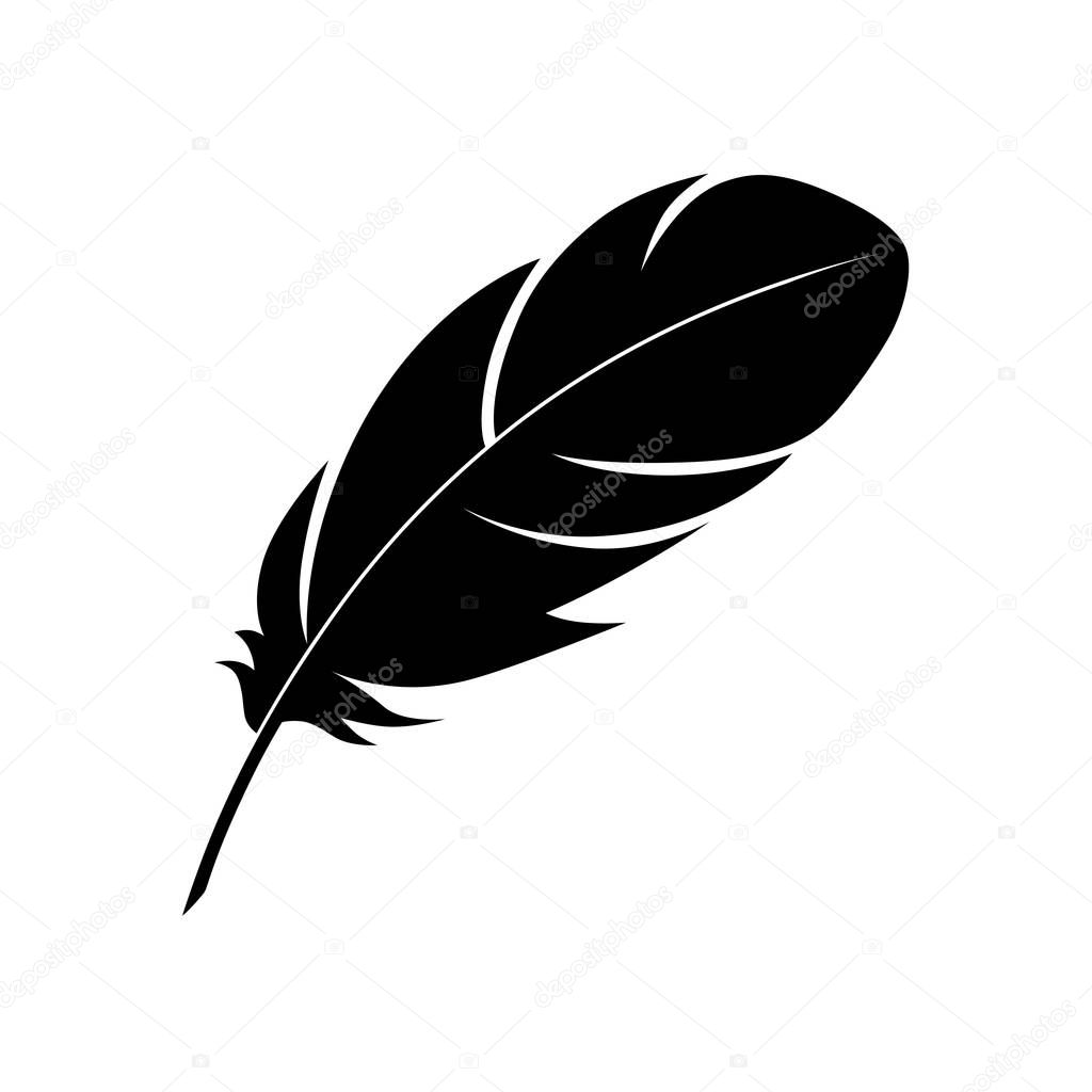 Feather sign or a symbol. Isolated abstract icon on white background. Vector illustration