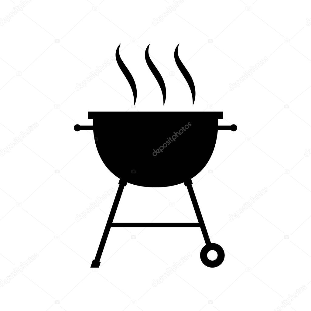 Barbecue elements. BBQ grill icon. BBQ grill isolated black sign on white background. Symbol BBQ grill party. Vector