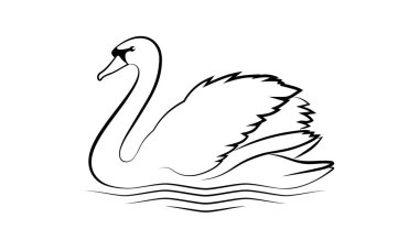 Sembol kuğu. İzole işareti veya simge kuğu beyaz arka plan üzerinde. Grafik görüntü kuğu. Logosunu görmeniz gerekir. Vektör çizim