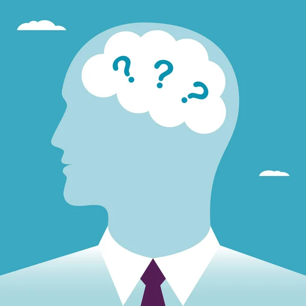 Die Fragen Menschlichen Gehirn Fragen Den Köpfen Der Geschäftsleute Geschäftskonzept — Stockvektor