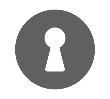 Anahtar deliği simgesini veya beyaz arka plan üzerinde işareti. Anahtar deliği düz sembolü. Anahtar deliği piktogram. Vektör çizim