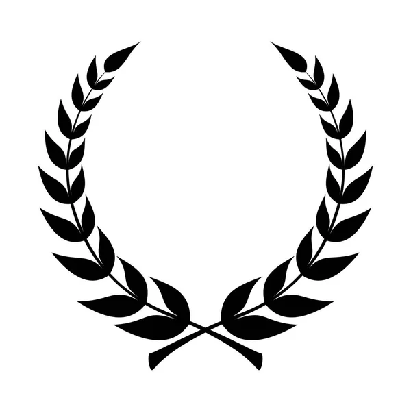 Ikona Wieńca Laurel Godło Wykonane Gałęzi Laurowych Laurel Pozostawia Symbol — Wektor stockowy